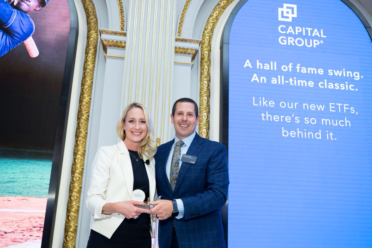 NYSE's tweet photo. We were thrilled to welcome @CapitalGroup as they rang The Closing Bell, celebrating the debut of their recent #ETFs 🏛 Congratulations to Director of ETFs Holly Framsted and the entire team! (NYSE Arca: CGDV; CGGR; CGUS; CGXU; CGGO; CGCP) https://t.co/tx6FYolAJm