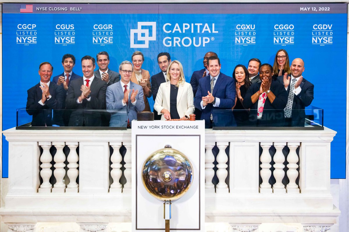 NYSE's tweet photo. We were thrilled to welcome @CapitalGroup as they rang The Closing Bell, celebrating the debut of their recent #ETFs 🏛 Congratulations to Director of ETFs Holly Framsted and the entire team! (NYSE Arca: CGDV; CGGR; CGUS; CGXU; CGGO; CGCP) https://t.co/tx6FYolAJm