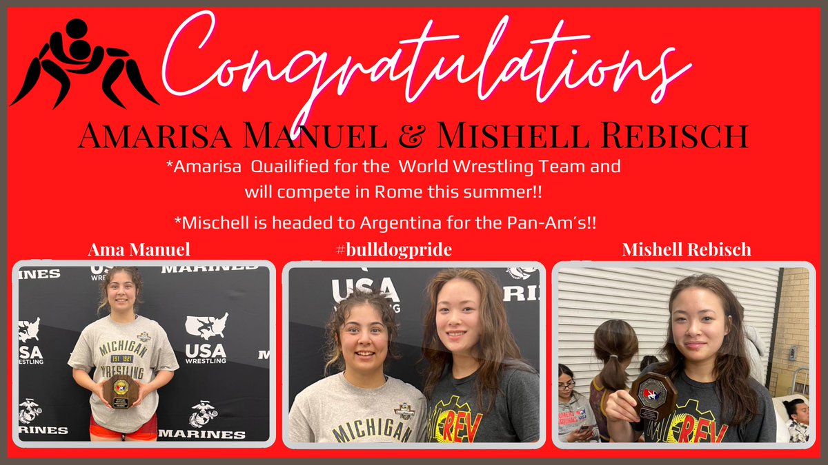 RomeoHighSchool's tweet photo. Congrats to these two amazing Wrestlers from RHS! Ama will be competing in Rome on the World Team and Mishell in Argentina this summer at the Pan Am games!! Good Luck ladies!! @RomeoAthletics @Romeo_ATC @RomeoSupt https://t.co/3GBabzn96J