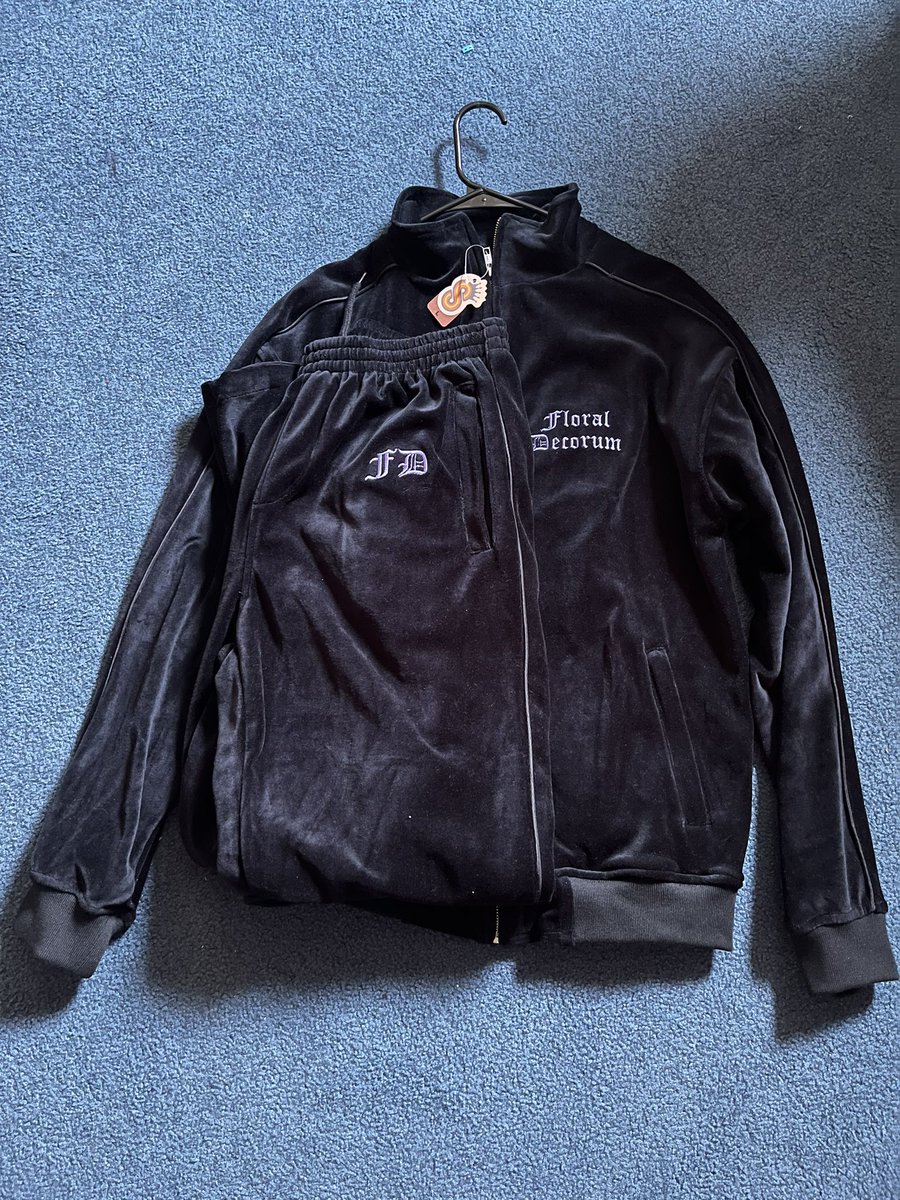 Floral_Decorum's tweet photo. Floral Decorum 1 of 1 velvet track suits. Stay tuned for what we will be doing with them. @gower04 @Joseph93103 https://t.co/6Hk9QkC5u3