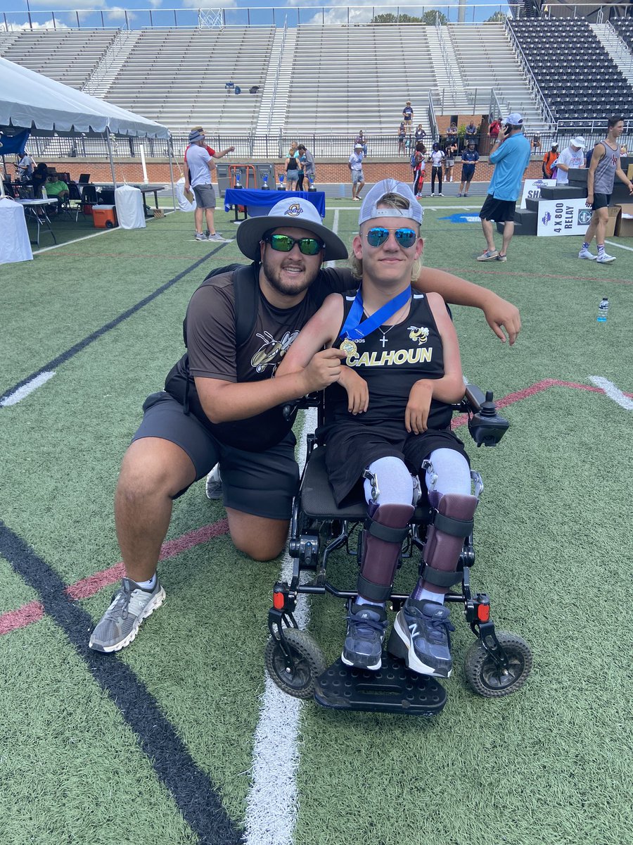kendrickkirby70's tweet photo. I am so insanely proud of my boy max. Today he went out and competed in the shot put and became a state champ!!! So grateful that we got to help my buddy max this year with shot and see how much he grew and improved #STATECHAMP @RecruitGeorgia @NwGaFootball @CalhounAthDept https://t.co/EKPArmcZWW