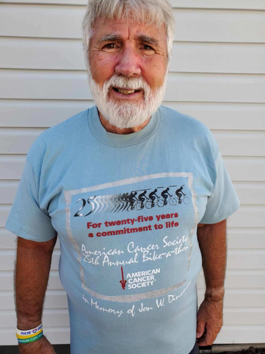 bikeathon's tweet photo. Andy Polovoy has been with us since the start! 

"I was an avid bicycle enthusiast, &amp; in 1972 I became a fundraiser for the American Cancer Society. For the past 50 years, 48 as a rider &amp; 2 as a volunteer due to getting new hips, it's not about the bike has rung true." https://t.co/dAxiA6uWTI