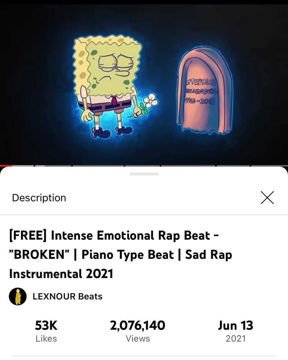 lexnour's tweet photo. “BROKEN” has reached 2 million views on YouTube! Thank you to everybody who listened 🙏🏽 I’ve been posting type beats for 5 years now… took time. Results only come with patience, consistency and hard work 🏆🔥 #musicproducer #beatmaker #lexnour #typeabeat https://t.co/mc4aH1DoVY