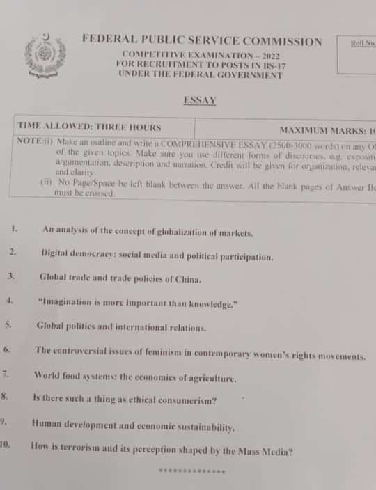 ZahoorAhmedIRS's tweet photo. #CSS2022
#cssessaypaper
Avid readers and critical thinkers will pass essay this time. https://t.co/8ecR3BavIK