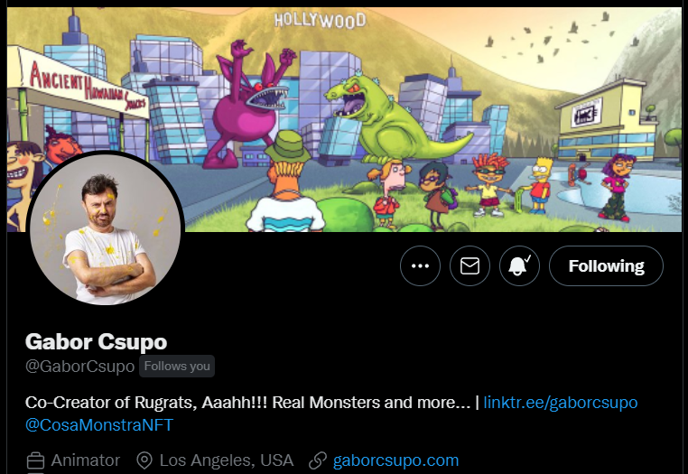 GuitarWizard89's tweet image. This is so cool to me.. The guy whos helped create some of my favorite cartoons as a kid just followed me!!! I'm blown away right now.... Thank you @GaborCsupo I hope you're a massive success in web3. Good luck!💚🦖