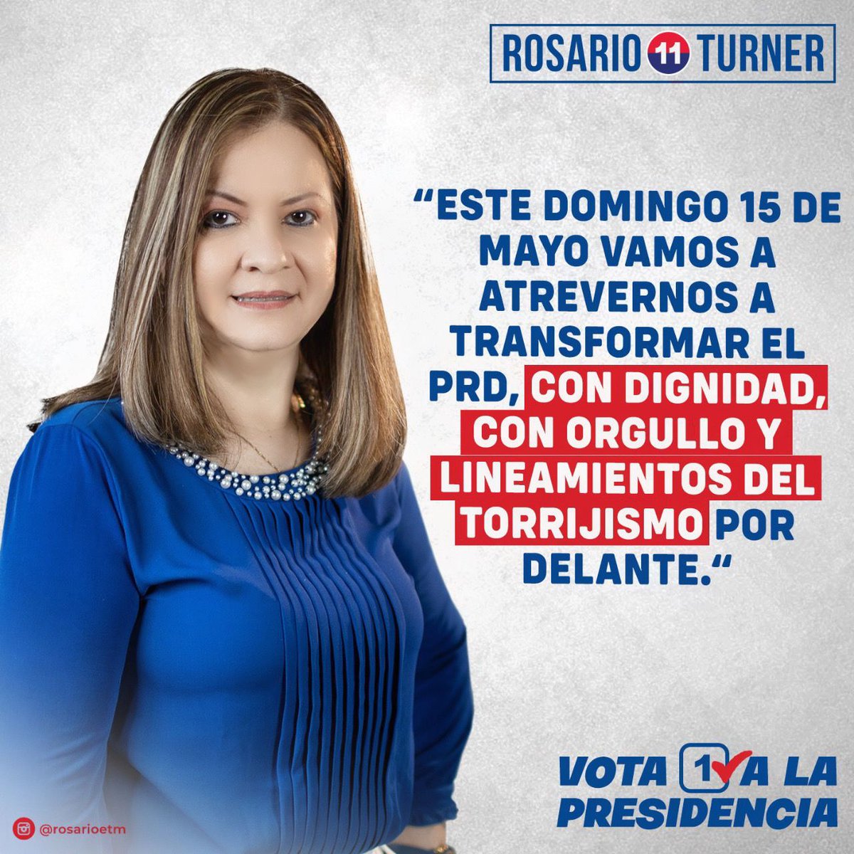 RaulAlvarez19's tweet photo. Delegados: Este Domingo 15 de Mayo vota casilla No.1 con @rosarioetm para Presidenta del @PRDesPanama , mujer luchadora de principios y valores. Vota por la decencia. Vota 1 https://t.co/S1IWIvVqir