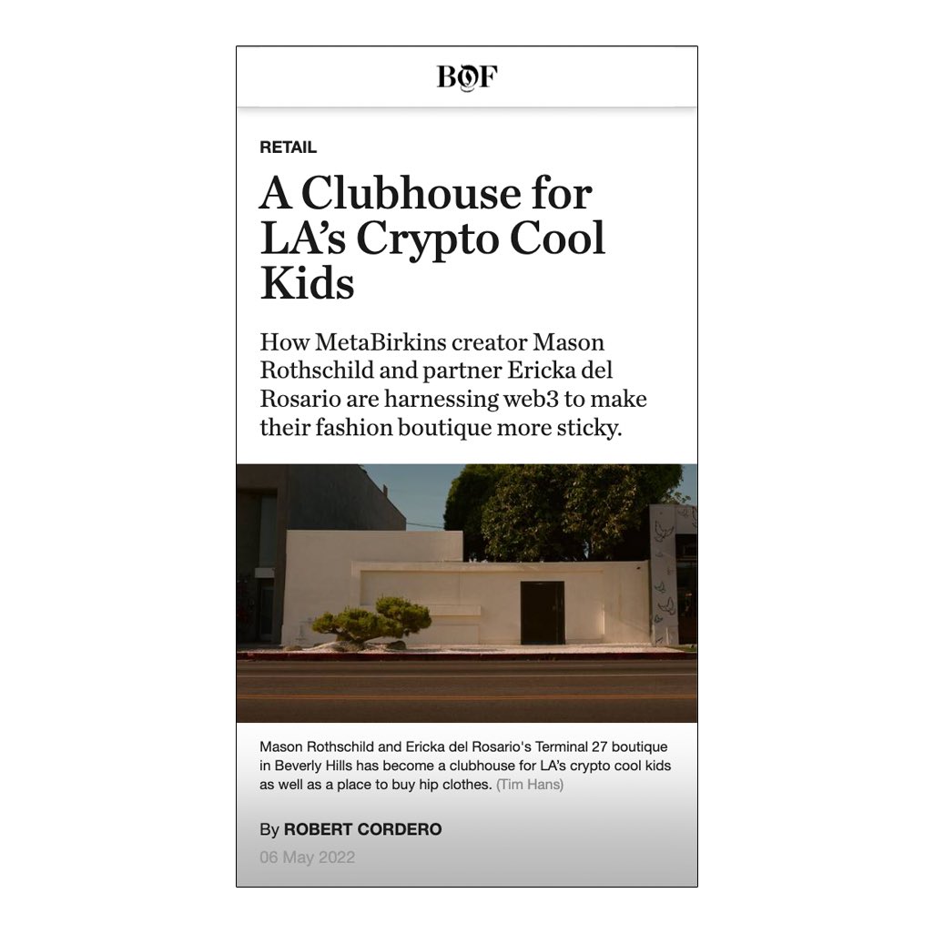 MasonRothschild's tweet photo. Thank you to @BoF for telling our story. https://t.co/QjHWrTJNdU