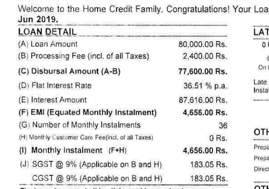 Spbannaji's tweet photo. @HomeCredit_In loan summary says 36 months EMI out of which i have paid 31 EMI's but still repayment summery says 17 EMI pending??? Pls clarify.
CC: @FinMinIndia @nsitharaman https://t.co/5T8V8LlBtD