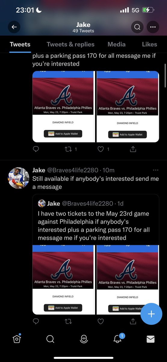 This is fraudulent. Beware! Jake Latham or Shawn. He is trying to use cash app and google pay to rip you off. May 23rd or June 8th games. #braves #phillies #worldseriesrings braves4life2280