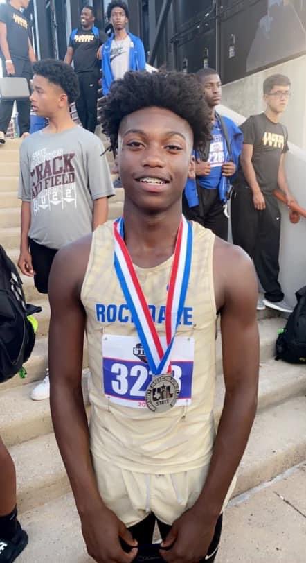 200m Silver Medalist Freshman Tim Grice breaks his school record with a time of 21.26 at the Texas UIL 3A State Track Meet