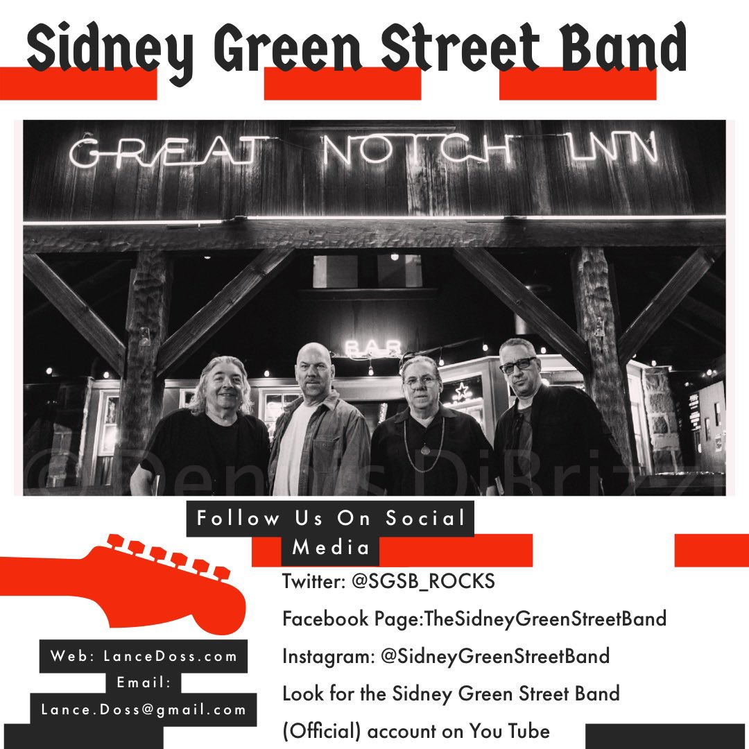 Friday May 13 we play The Great Notch Inn Little Falls, NJ 9-1am no cover! #greatnotchinn #SidneyGreenStreetBand #nj #littlefallsnj #music #livemusic #njmusicscene #njband #rock #blues #southernrock #guitar #bass #drums @PaulAndrewPage