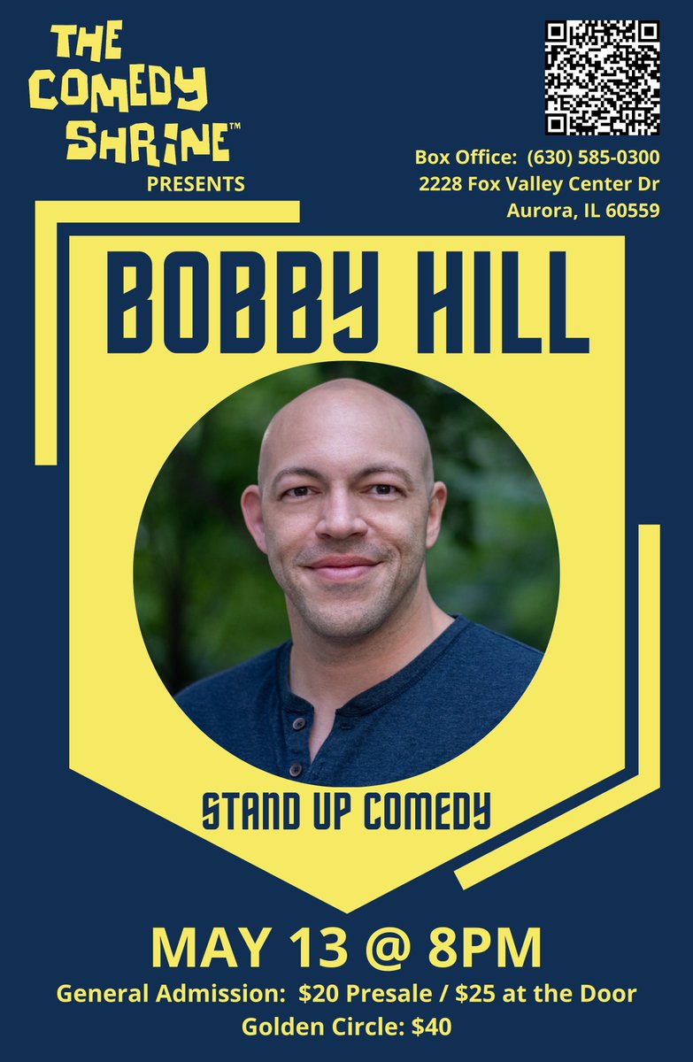 Chicago's own Bobby Hill is back at the Comedy Shrine this Friday for one night only!  Get your tickets while you can!