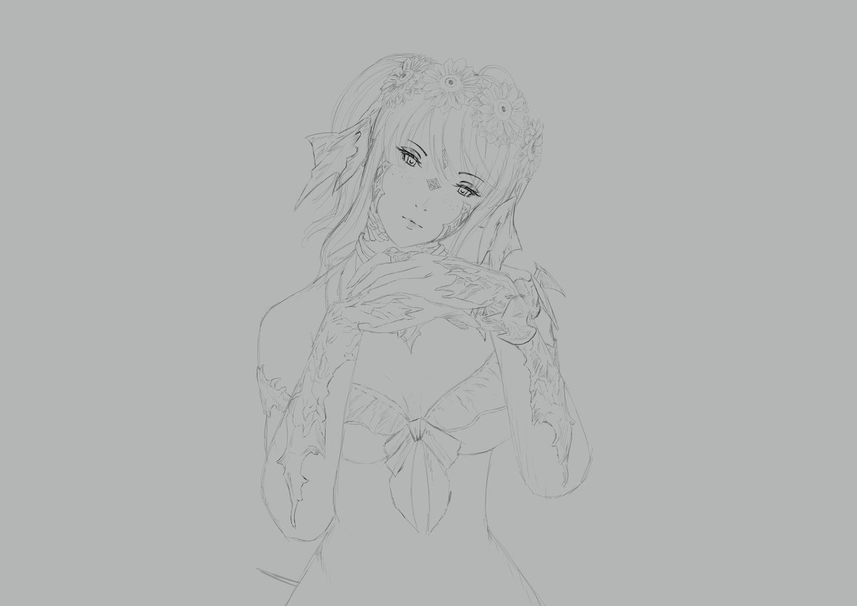 NaviannMeigydro's tweet image. Working in the commission of @ItsPatOkay! Her character is SO beautiful! 

#commission #wipart #wip #FFXIV #FFXIVART #FF14 #art #digitalart #femaleauraffxiv