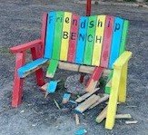 AveMcadam's tweet photo. Our Friendship Bench was destroyed on Tues and our very own Mr. Power was on a mission to get it fixed. Big thanks JDI Chipman for the wood donation and to the Tech students/teachers at L.H.H.S for rebuilding it. Mr. Power painted the bench and is now back on the playground! https://t.co/zUjgUOccVI