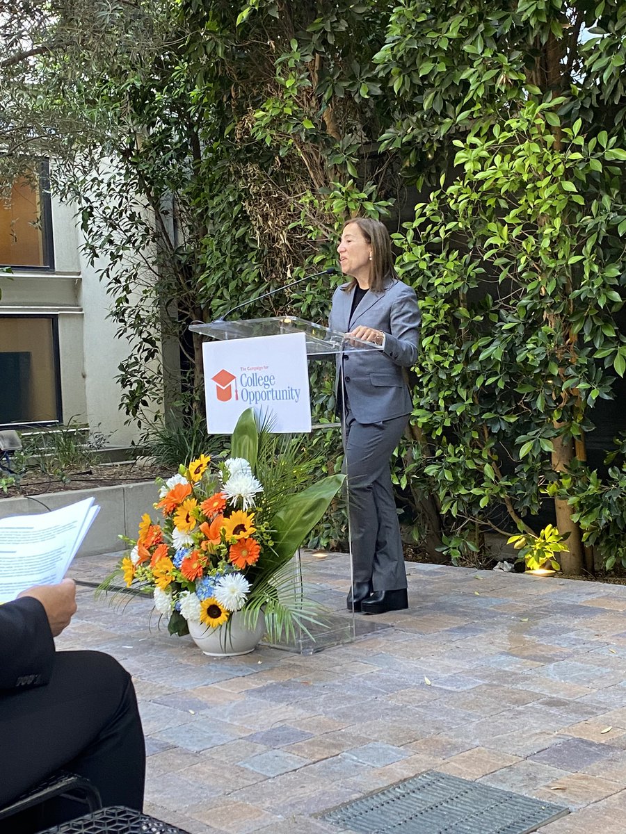 CollegeOpp's tweet photo. “My own family benefited from CA public higher ed,” says LTG @EleniForCA. “This is what makes CA great, we open the doors.” From #TransformingTransfer to equitable course placement - there is more work to be done to ensure students are supported to achieve their college dreams. https://t.co/cZG6dDWLXf