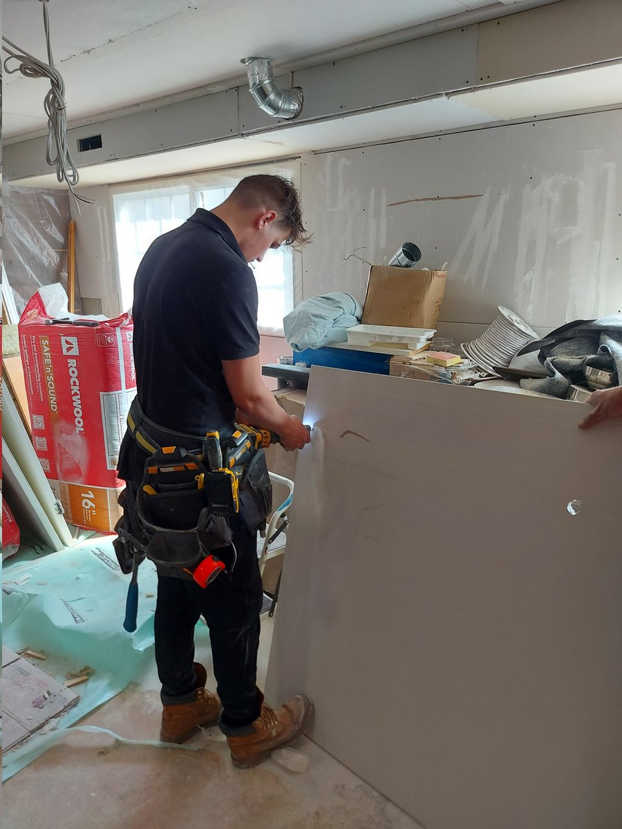 Colby is learning so much about all aspects of the construction trade from his employer Jacques. He demonstrated his knowledge of installing drywall at this renovation project today. Thank you Newport Interior Systems for supporting our Co-op Program. <a href="/SimcoeShoresSS/">Simcoe Shores SS</a> <a href="/LL_MSmith/">LL Millard-Smith</a>