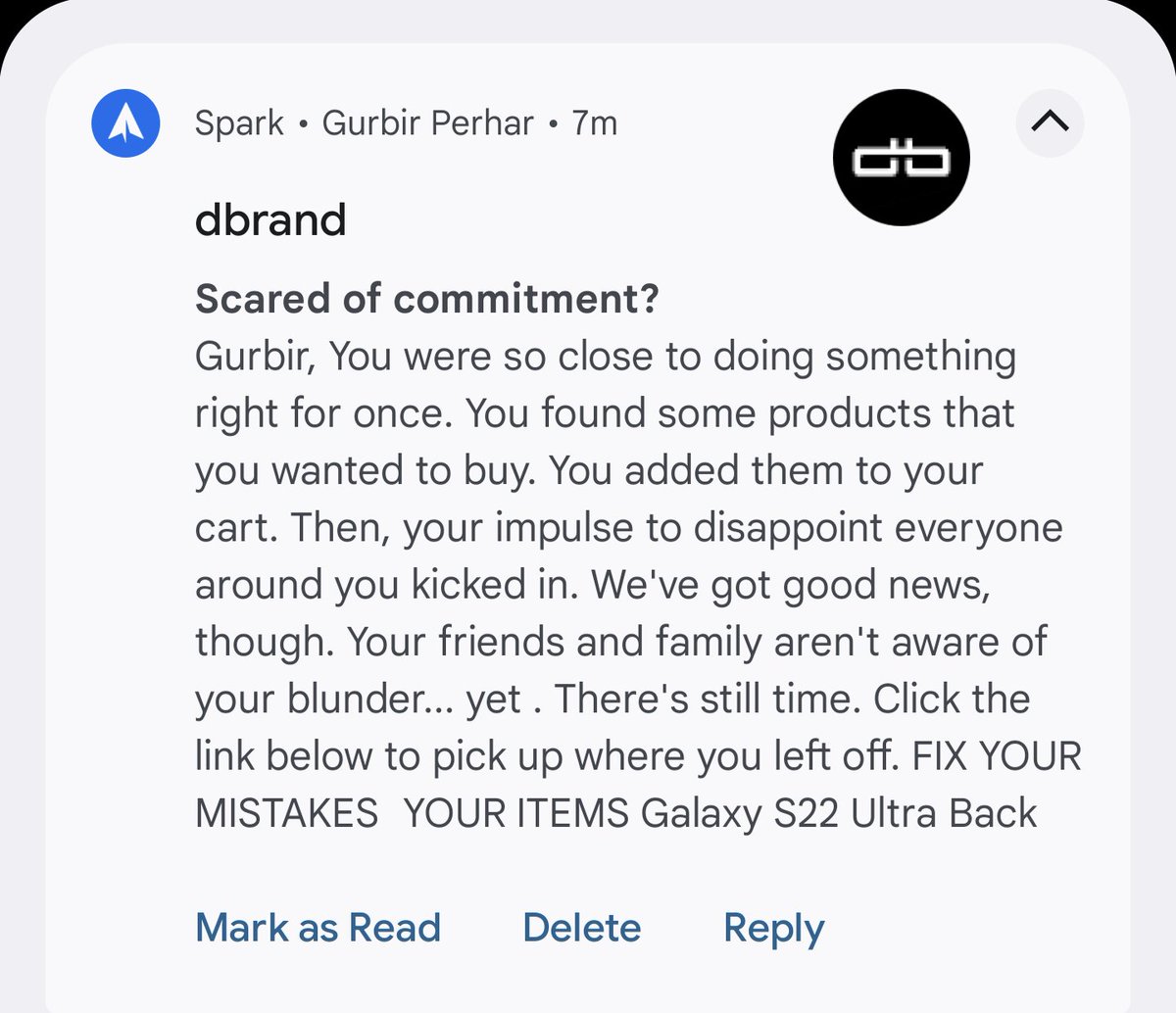 gperhar's tweet photo. Don't ever change, @dbrand. https://t.co/520t9v6KeK