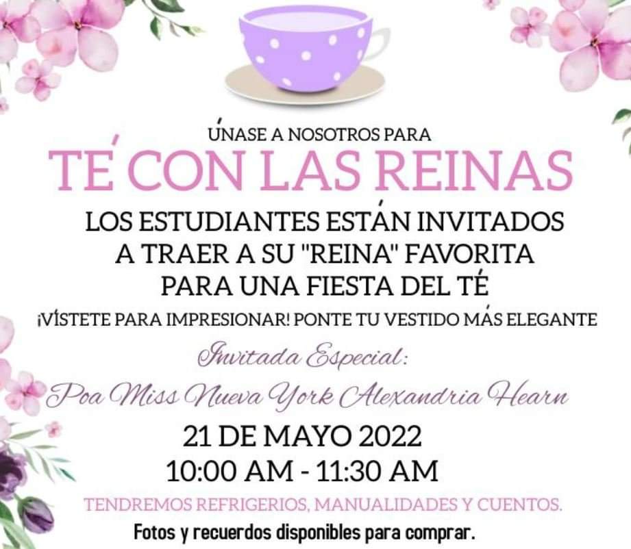 DLawtonGreggs's tweet photo. ☕TEA WITH QUEENS!! An event next Saturday for our School 9 Princesses and their QUEENS, with special guest POA Miss New York! #FamilyEngagement @RCSDMLKJr @RCSDNYS @RCSDParents @RCSDELO @jamisoncollette https://t.co/MTBRRqQzgR