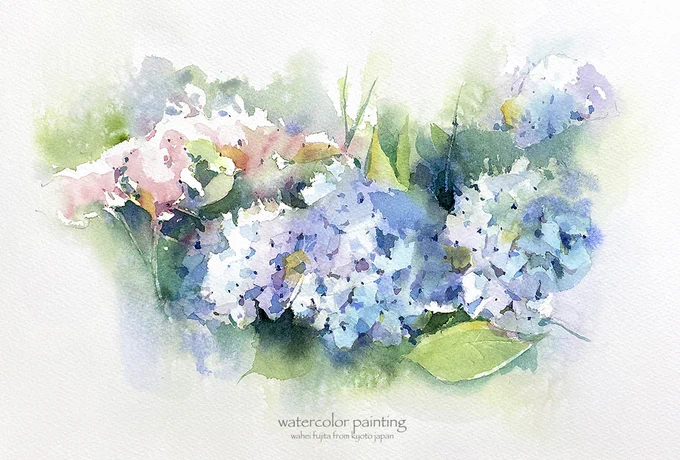 紫陽花2022。ウォーターフォード。#Watercolor #スケッチ #水彩画 #淡彩略画 #生徒募集 #透明水彩 #京都水彩画塾  #水彩画ワークショップ  #水彩画教室  #京都の絵画教室 