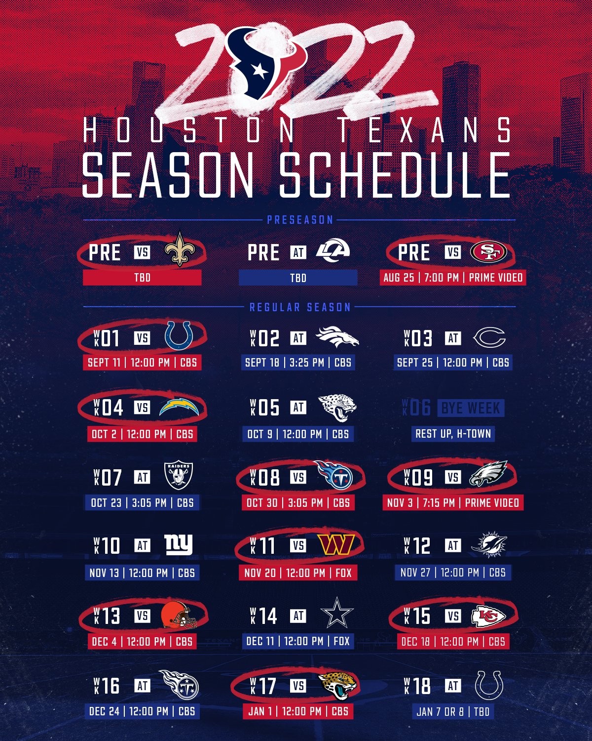 Texans Schedule  Houston Texans 