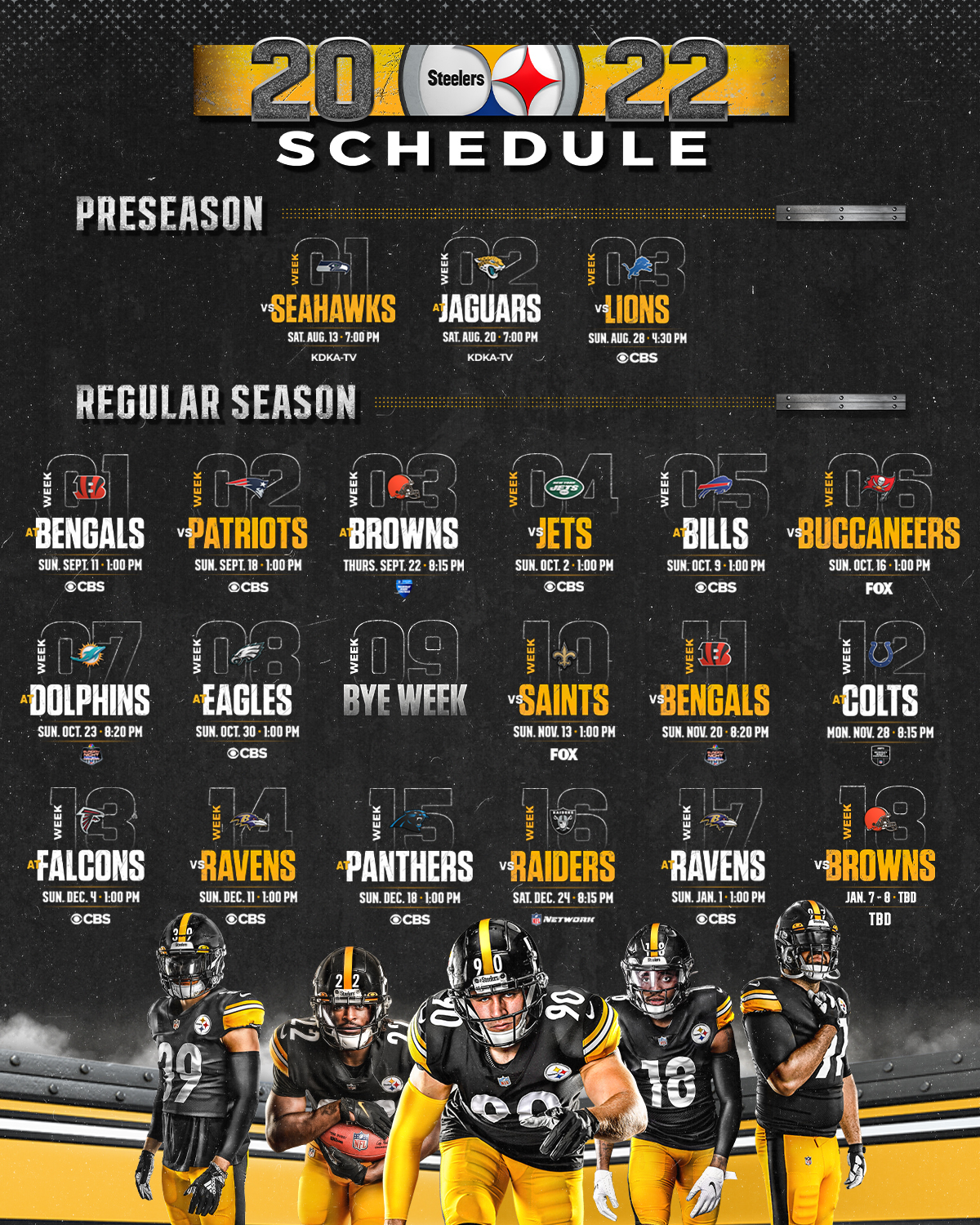 Pittsburgh Steelers on X: 'Our 2022 schedule is here‼️ #HereWeGo 