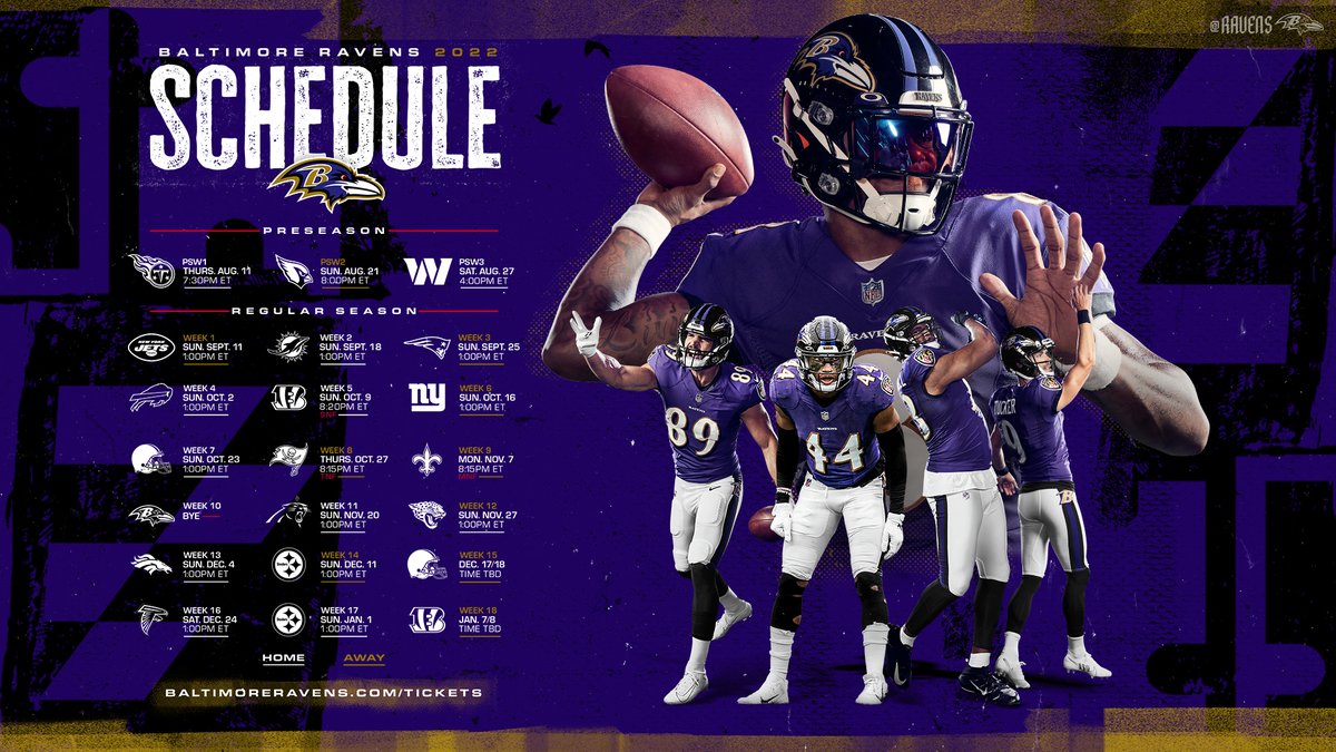 Introducing our 2022 schedule‼️

Tune into the full NFL schedule release show on <a href="/nflnetwork/">NFL Network</a>. 

🎟️ticketmaster.com/baltimore-rave…