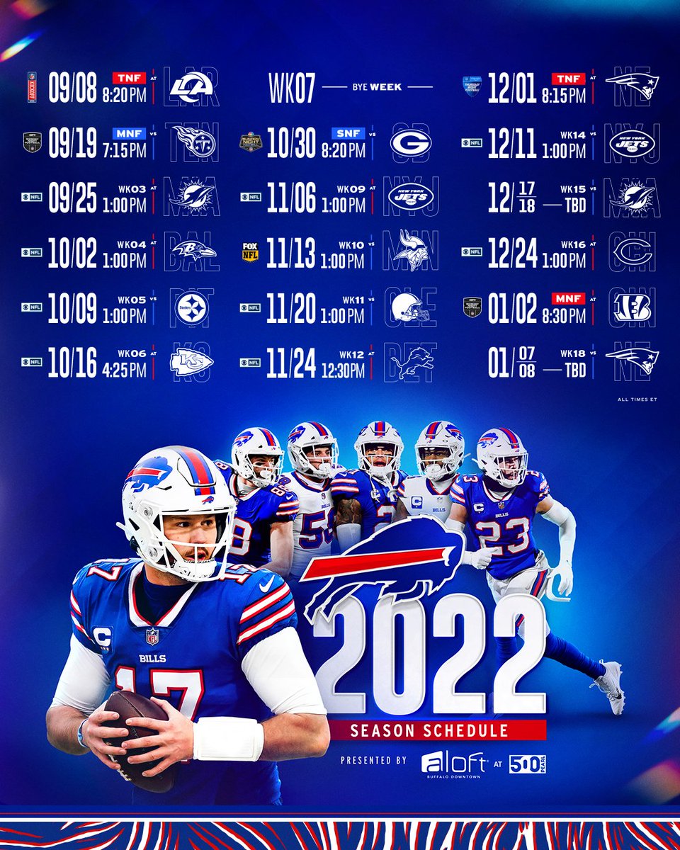 buffalo bills 2022 home schedule