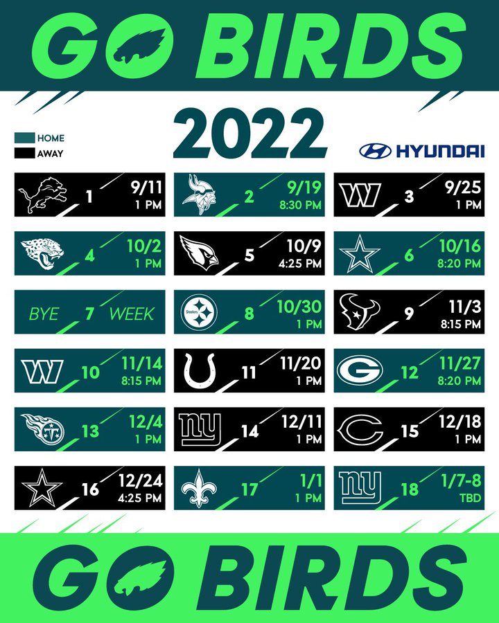 Eagles 2023 Calendar Nfl 2022 Schedule Release: Philadelphia Eagles Games For 2022-2023 Season -  6Abc Philadelphia