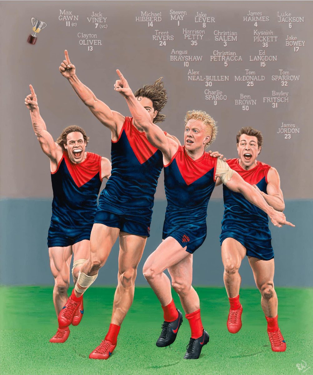 LaPrimaOpera's tweet photo. Hey Dees fans, limited edition prints (museum grade paper) available by Melbourne Artist Richard Webber. DM for sizes and prices. #melbournefc #mightydemons #melbournedemons #afldees https://t.co/tCt7hMSmkV