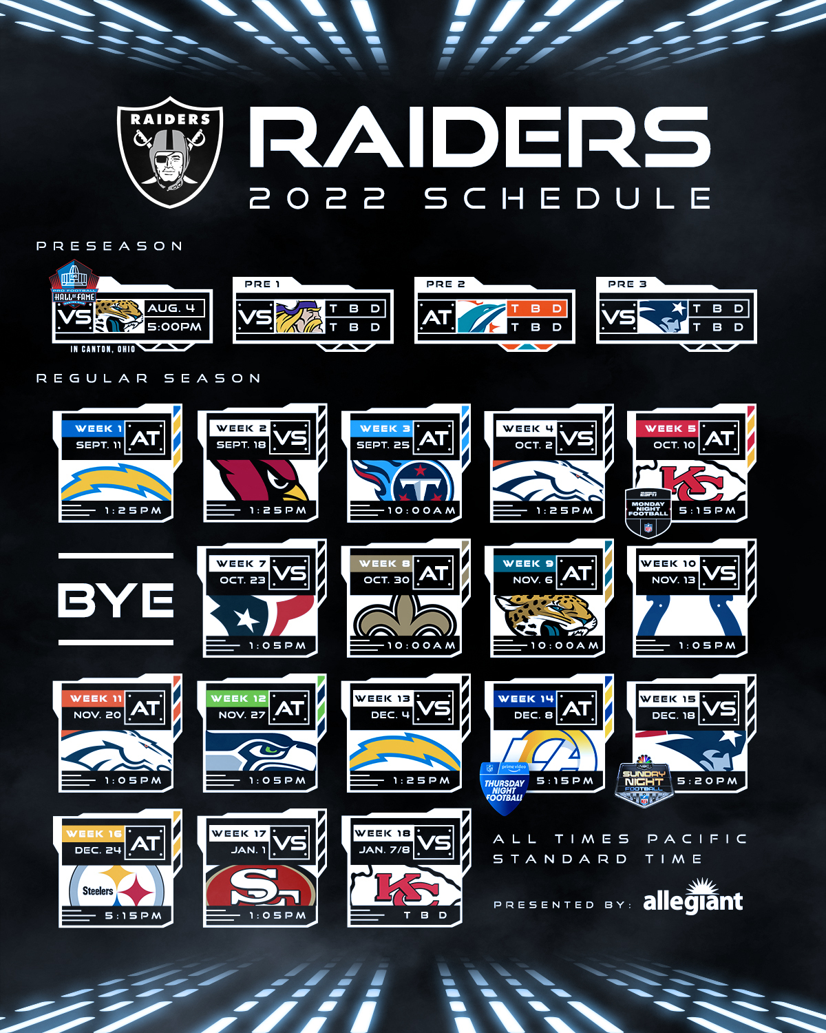 las vegas raiders home schedule 2023