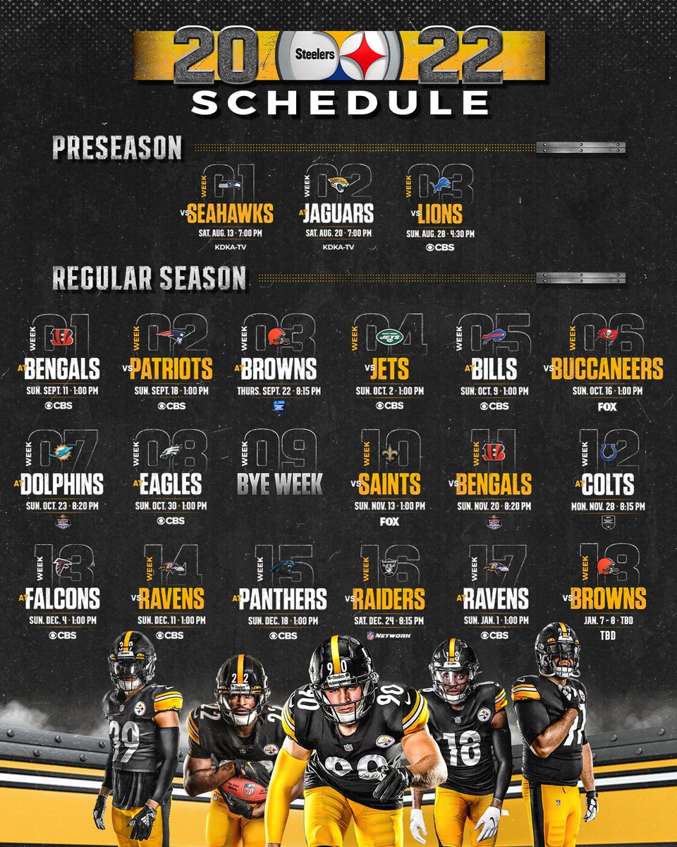 RT @Blitz_Burgh: The Steelers' 2022 schedule. #Steelers #NFL https://t.co/k2a9TRS9A1