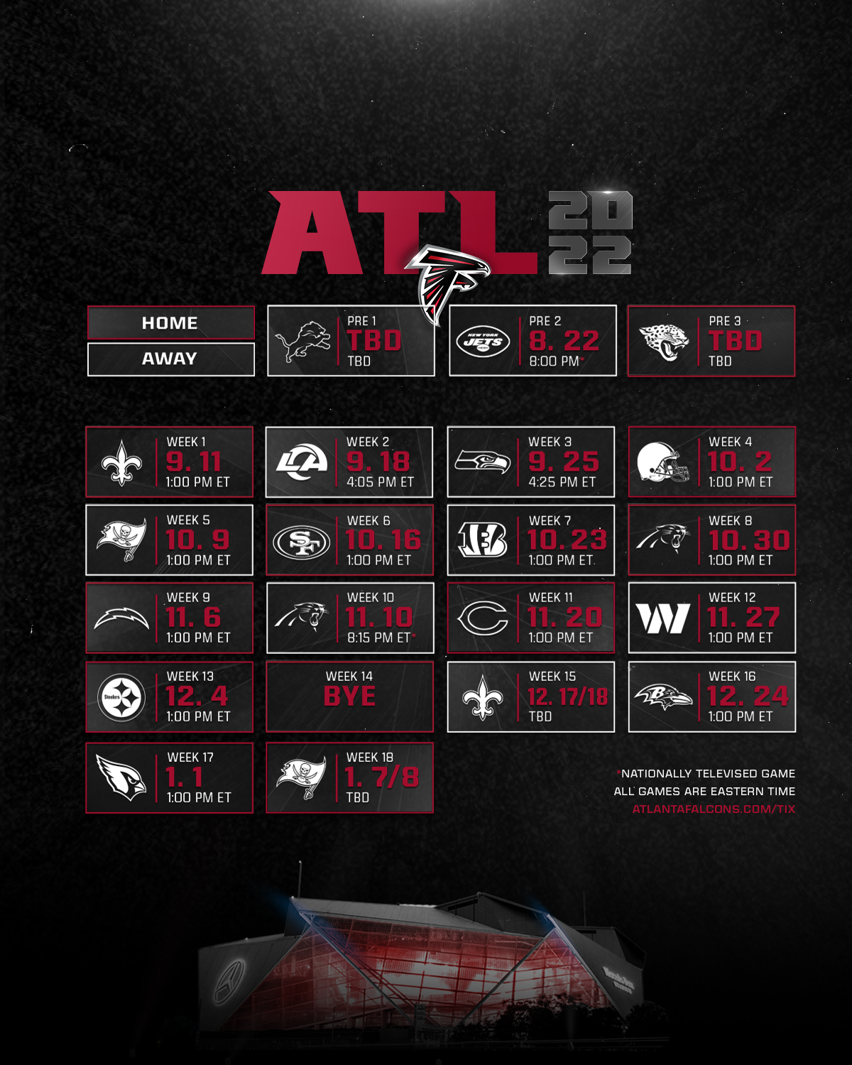 Atlanta Falcons on X: 'Our 2022 schedule‼️ Tickets:    / X