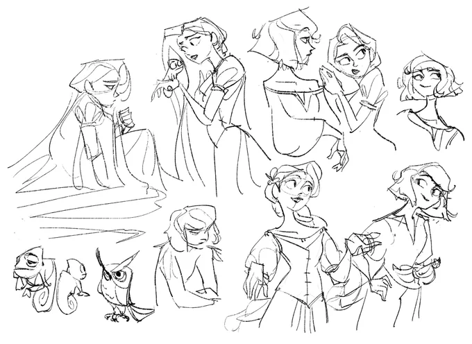 Quick sketches to unwind. Been really liking shiyoon k's ink brushes recently 