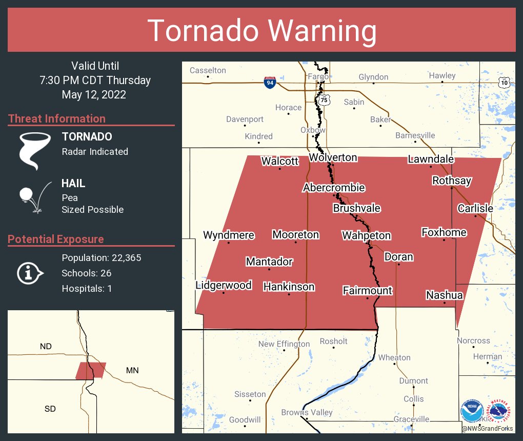 NWS Tornado on Twitter "Tornado Warning including Wahpeton ND, Breckenridge MN and Hankinson ND