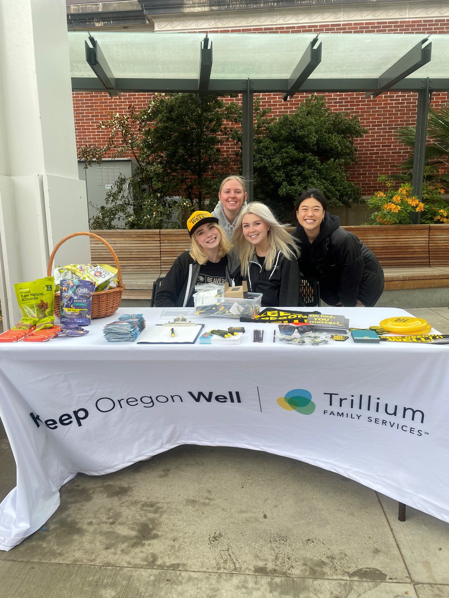 TrilliumFamily's tweet photo. Our team of volunteers who staffed a Keep Oregon Well table at today's @DamWorthIt Mental Health Awareness Month campus takeover event at Oregon State University.
What a great event, we were happy to be there!
#DamWorthIt #KeepOregonWell #MentalHealthAwarenessMonth https://t.co/YwG3Q5aN08