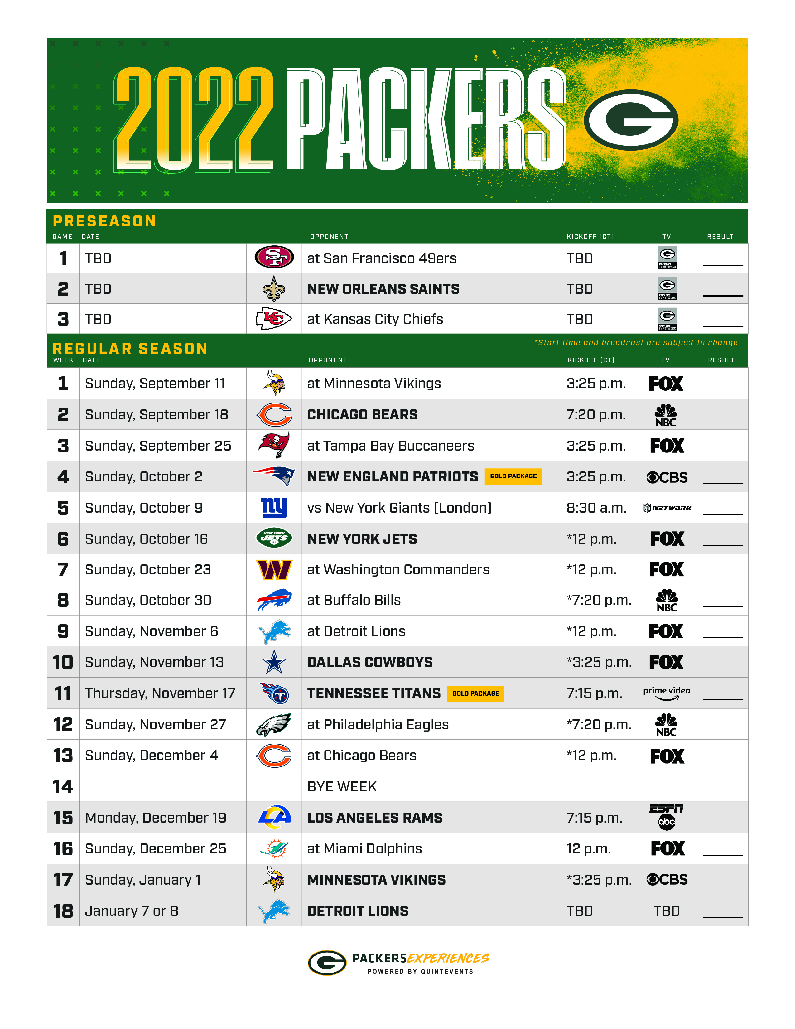 Green Bay Packers on X: Print off your copy of the 2022 #Packers