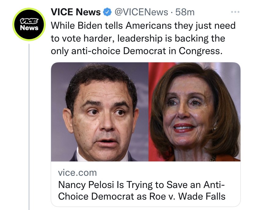 BenCranklin_'s tweet photo. @SpeakerPelosi Truly a sociopathic level flex from Nancy here after stumping for a literal anti-choice “Democrat” @VICENews https://t.co/p8hbfn8b0d