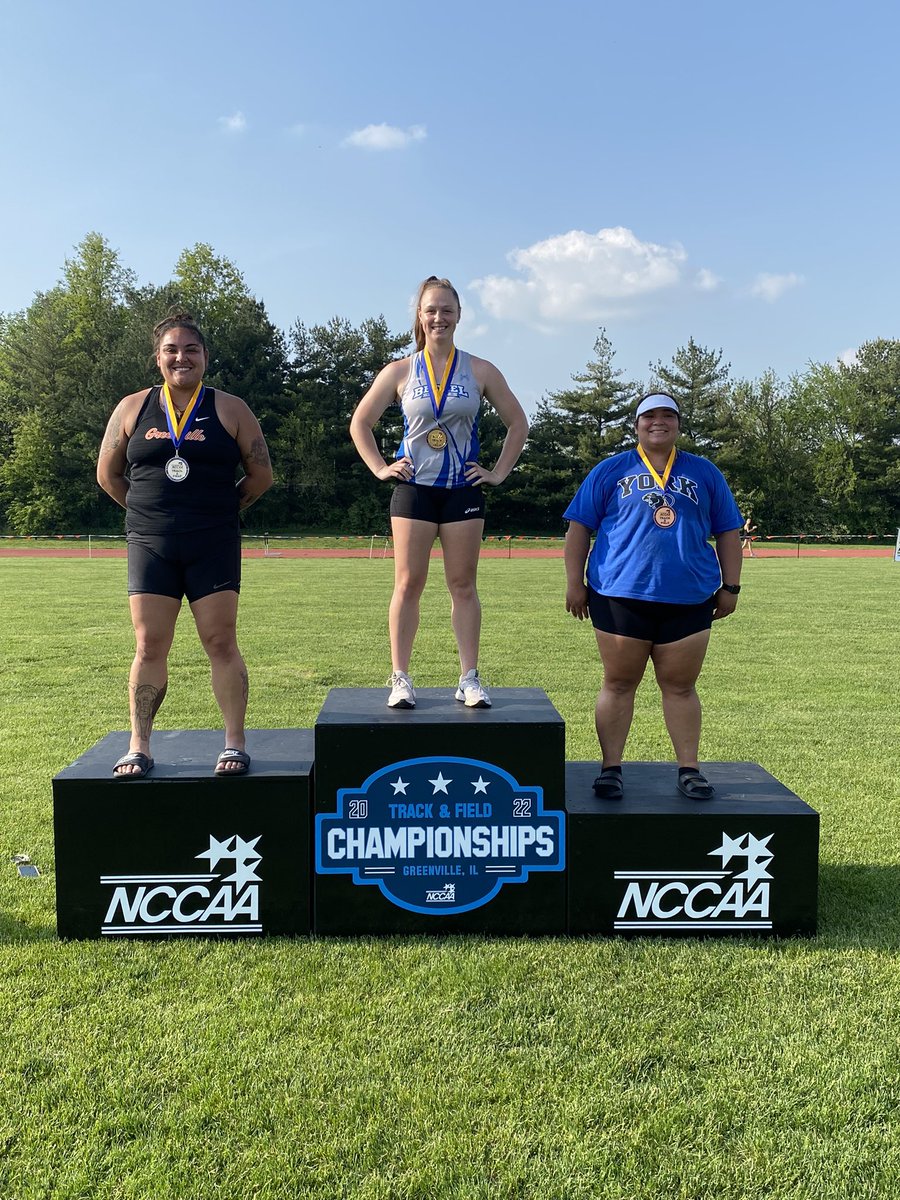 BUPilotsTF's tweet photo. Maci Heimlich is 2022 NCCAA outdoor champion in discus AND hits A standard! #GoPilots! https://t.co/PikCX342Fu