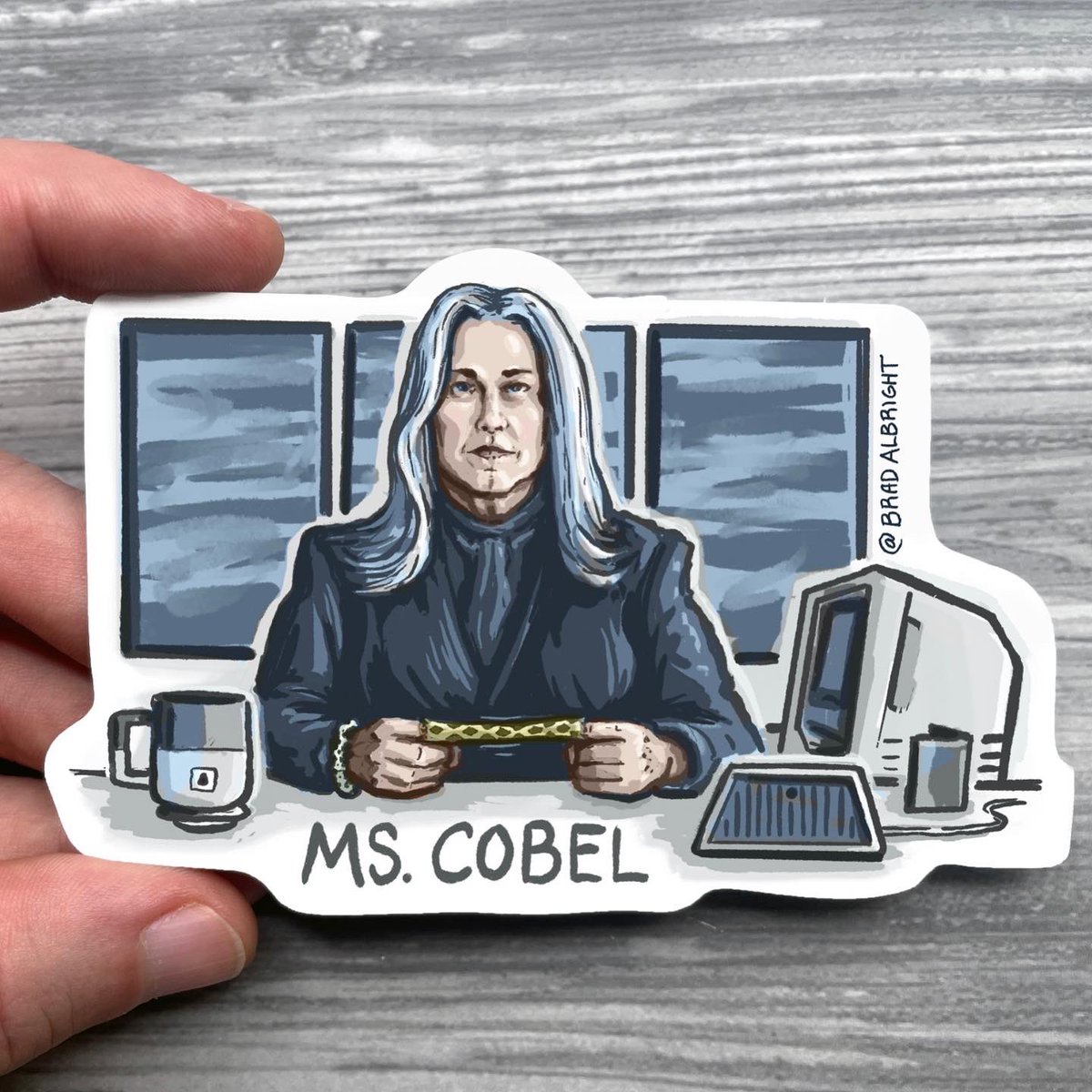 Sticker-A-Day May no. 12
Ms. Cobel ( #Severance ) !!
@patriciaarquette

New drawings daily for #stickeradaymay !!

AlbrightIllustration.Etsy.com
#illustration #sticker