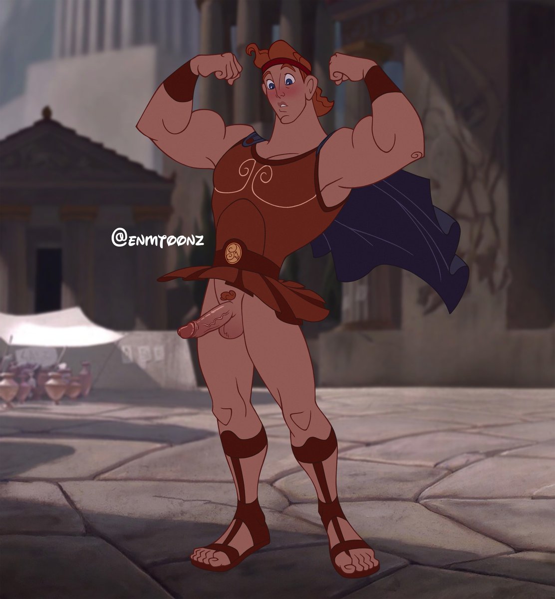 enmtoonz's tweet photo. Hercules has suffered a mishap while flexing in the streets of Thebes.🍃😜 #nsfw #gay #gayart #gayartist #gayartwork #homoerotic #homoeroticart #gaycartoon #hercules #disney #disneygay #gaydisney #wardrobemalfunction #enm #cmnm https://t.co/5qlAN3DBpc
