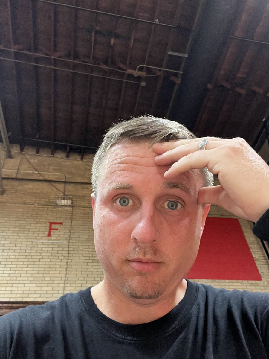 Coach_Croft12's tweet photo. Open gym action tonight… The letter behind me on the wall is how I would grade my level of conditioning.  Gotta love getting back on the court and having some fun with the guys! #Family #AlreadySore https://t.co/rYAq3h3z0g