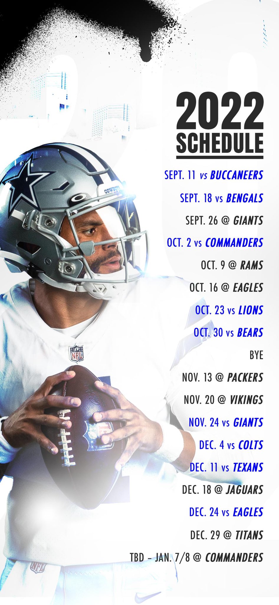 Calendario de Dallas Cowboys 2022 