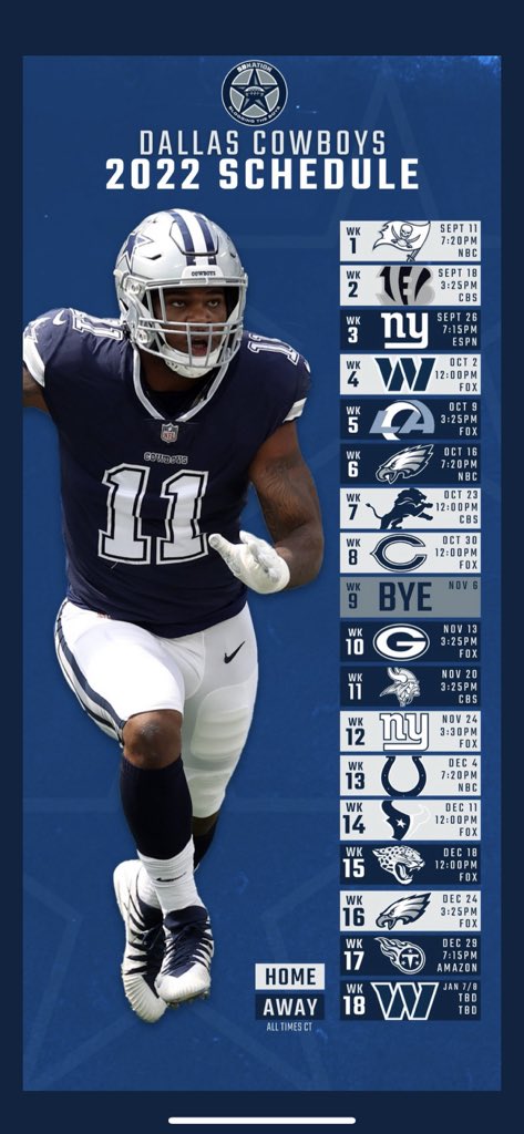 dallas cowboys jersey schedule 2022