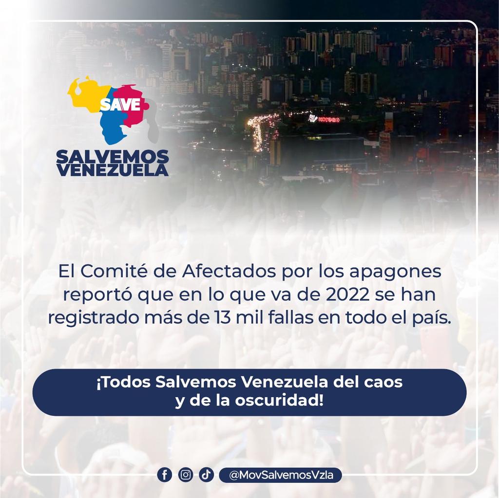 Todos estamos llamados a salvar a Venezuela del caos y de la oscuridad. 
Tenemos el talento de todos los venezolanos de bien y las ganas para recuperar nuestro país. ¡Unidos, organizados y movilizados #SalvemosVzla !
#MaduroEsOscuridad
#ÚneteAlCambioDemocrático