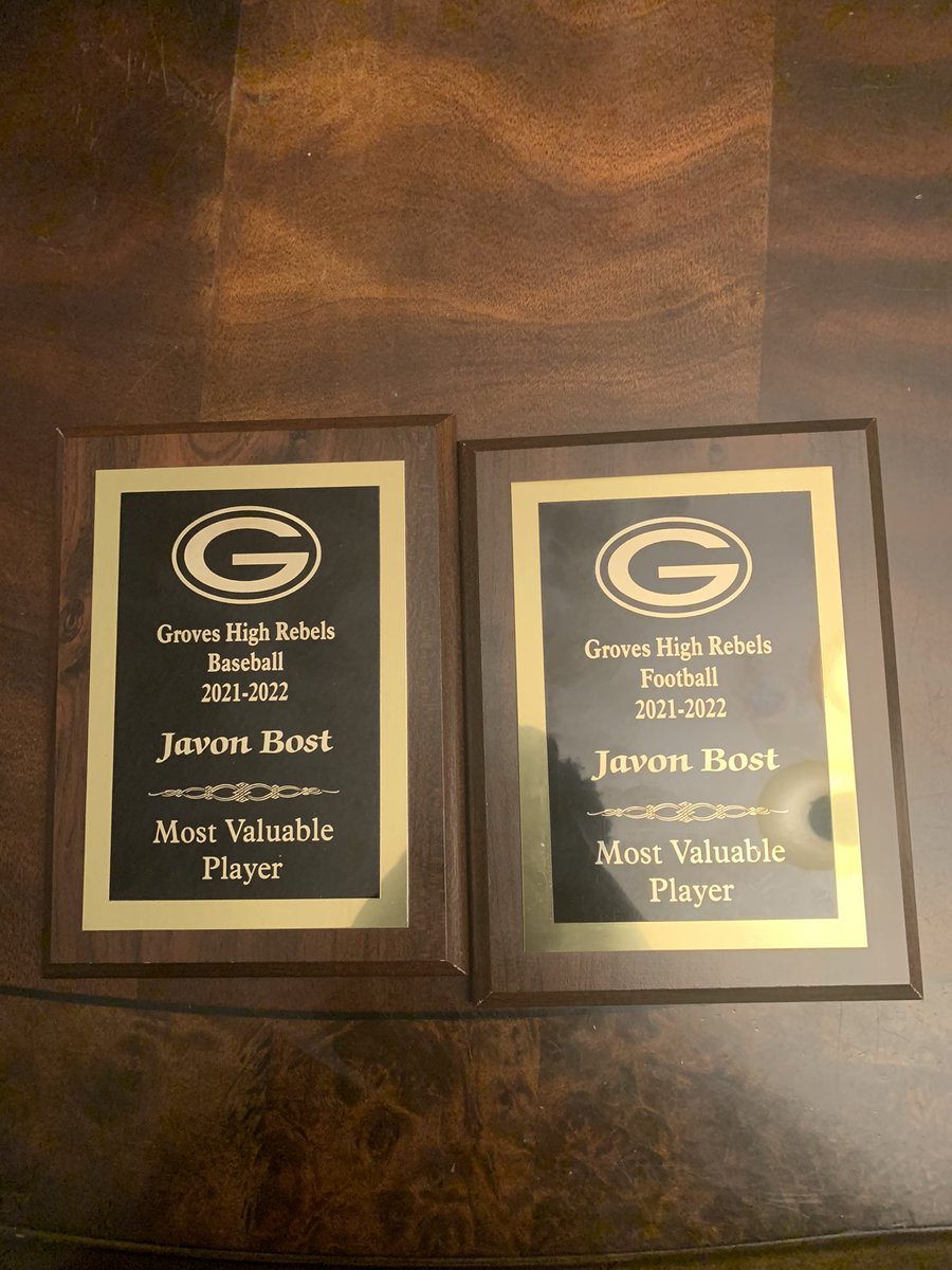 iambost7's tweet photo. So blessed to have received MVP for both football and baseball. Thanks to my coaches and teammates for their support and n my journey to be the best I can be!! Groves Rebels C/O 23 https://t.co/iHYLY6SKl7