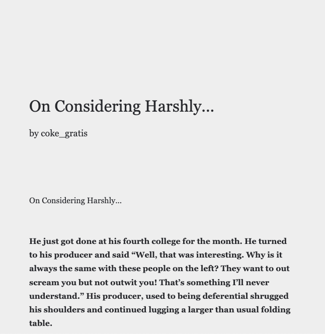 uncookd_'s tweet photo. 📣 On Considering Harshly... by coke_gratis

https://t.co/GqA9MXS1Me

👹 Mothers of Monsters by winforthefrogs

https://t.co/4OZ7KYre4C

🧒🏻 Analog Horror: Ran-Ran?

https://t.co/0y295RGtdB

🗿 The End of It by Robert Potter

https://t.co/bFV0aBId2u

#writerslift #WritingCommunity https://t.co/5Pcl581jLD