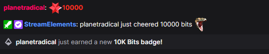 rizesmain's tweet photo. NO WAY RADICAL WITH THE 10K BITS WHILE I WAS OFFLINE THANKS SO MUCH W @jussjiani #streamer #twitch #10kbits #bits #twitchgrind #thanks #community https://t.co/b1idtzRNF2