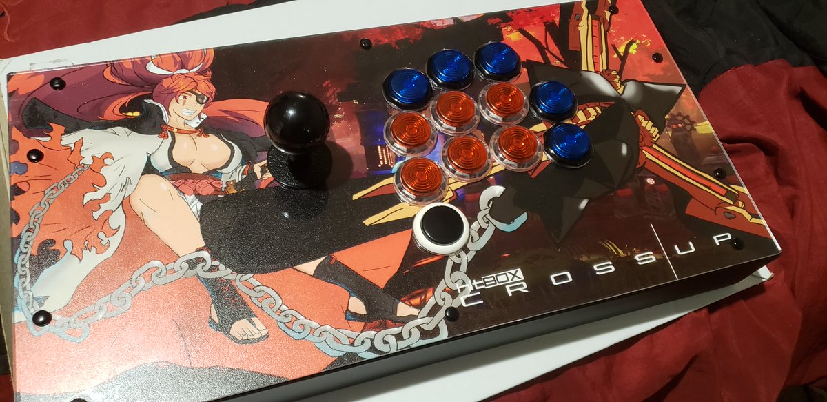 meta_stylish's tweet photo. 1st big personal art project of 2022. Took a while but it was worth it. Learned alot and it's been cool to make. Big ups to @focusattack for the quality print, and to @Hit_Box for making such a cool stick. Art made by me. #baiken #GGST_BK #Crossup #art https://t.co/sMeadnA7wR