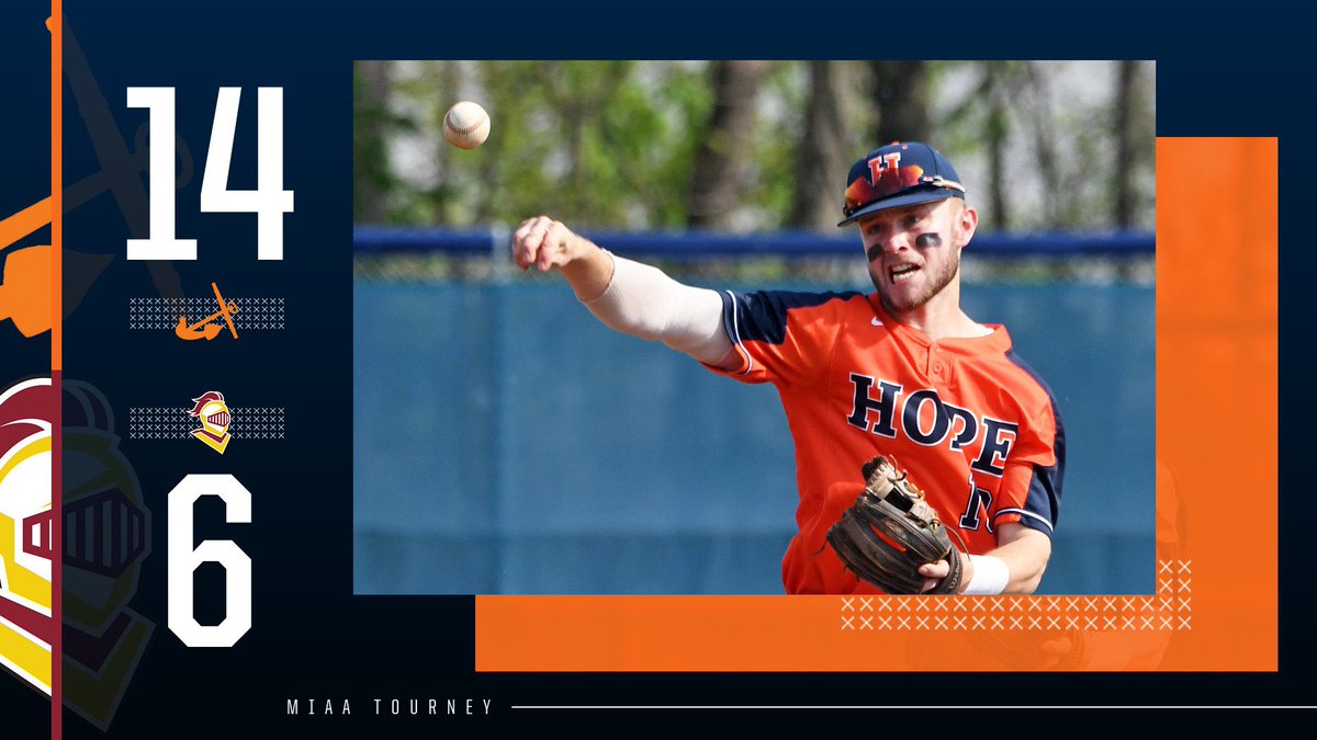 HopeCollegeBSB's tweet photo. VICTORY! Hope 14, Calvin 6. The Flying Dutchmen belt four homers and ride solid relief pitching from Reece Crabtree to stay alive in the MIAA Tournament. Hope hosts Kalamazoo in the championship round on Friday, May 13, beginning at noon. #BeStrongBeTrue #d3baseball https://t.co/XkXrHaLL2m