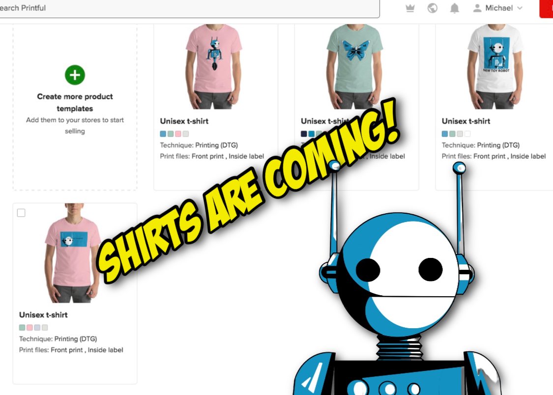 NewToyRobot's tweet image. Samples arrive in little over a week. Mmmmm…. Merch! #newtoyrobot #independentartist #independentbusiness
